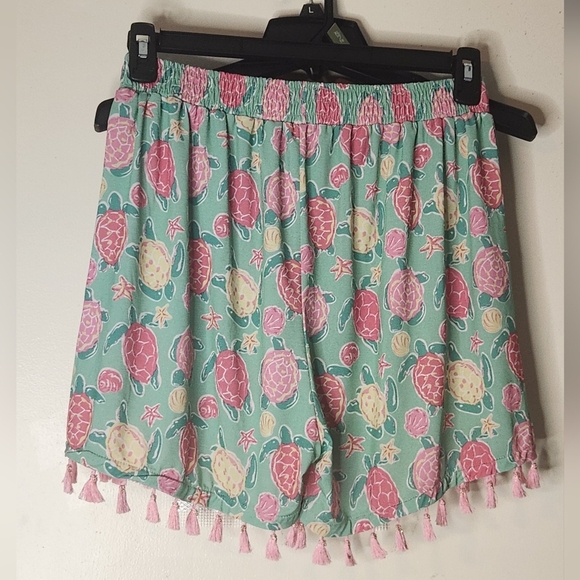 Simply Southern Green and Pink Shorts - Picture 2 of 3